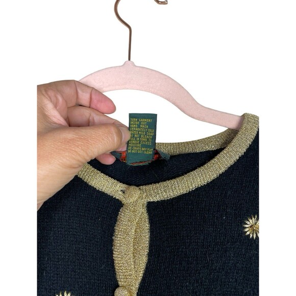 Vintage Charter Club petites by Jane Justin‎  Lambswool Angora Black Cardigan L - Picture 6 of 12